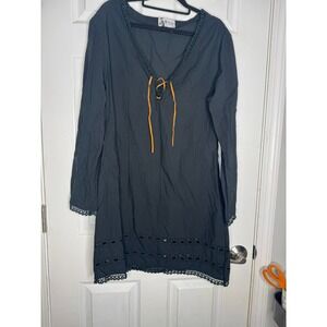 BAG LADY MUDPIE Black Long Tunic Crochet Lace Trim Fairycore Goth‎